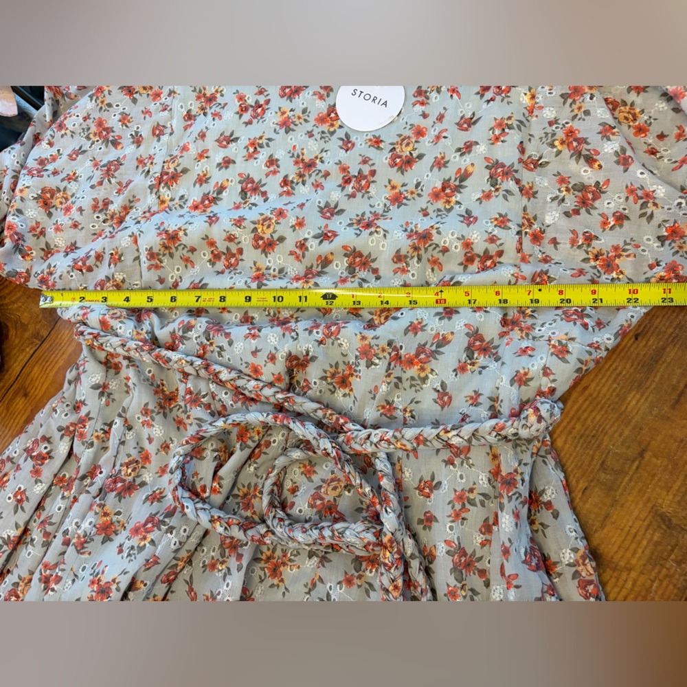 Storia Floral Long Sleeve Dress with Tie Waist - Picture 8 of 9